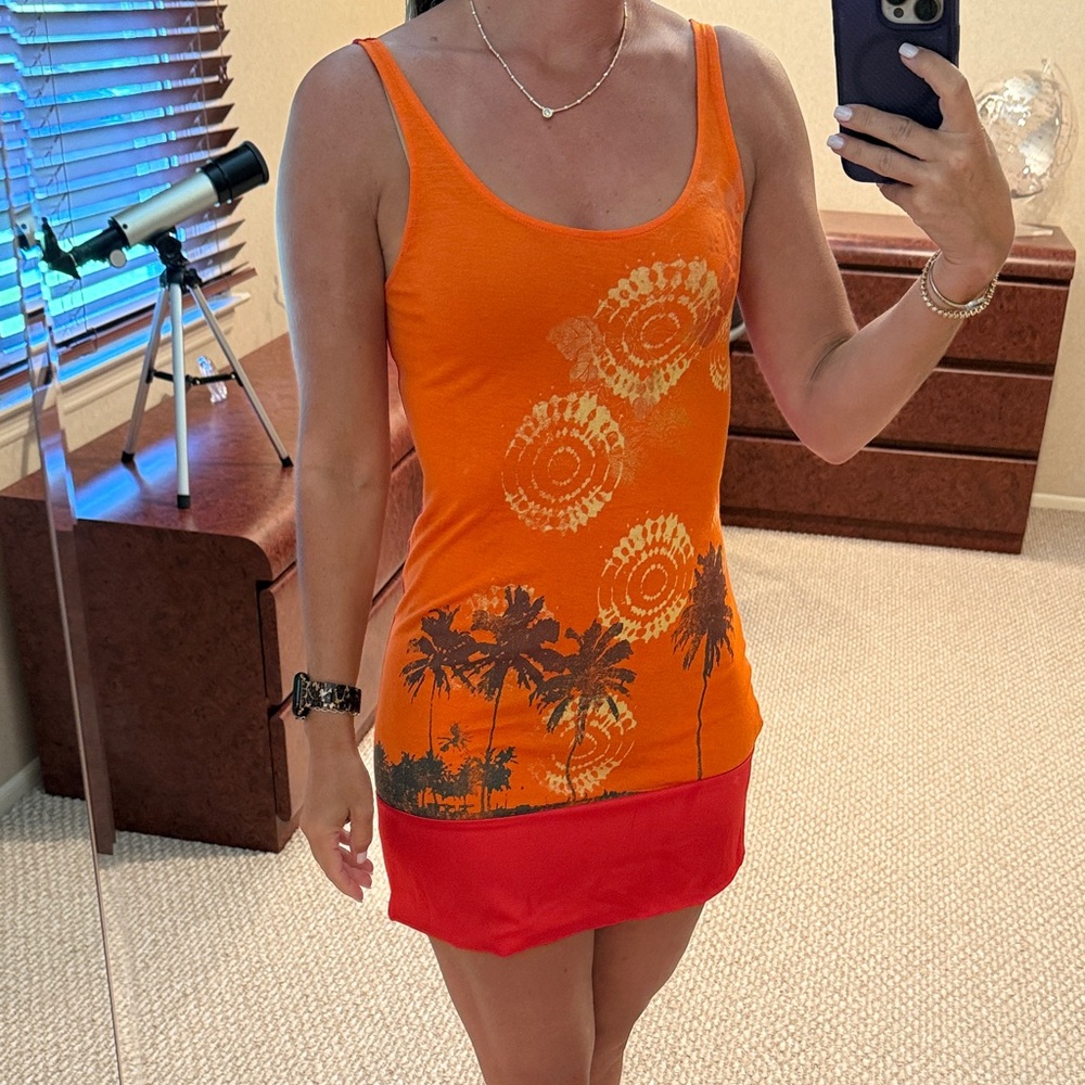 Express Orange and Red Dreamweight Cotton Tank